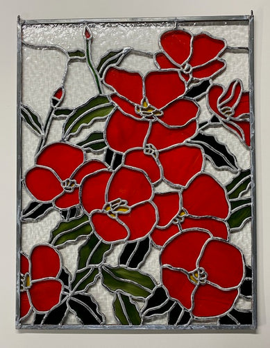 Stained glass panel Poppies