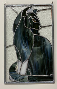 Stained glass panel cat