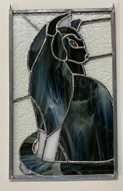 Stained glass panel cat